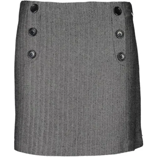 Subtle Pattern Dark Grey Mini Skirt , female, Sizes: S - RINASCIMENTO - Modalova