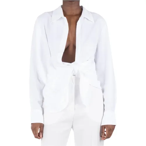 Weiße Asymmetrische Bluse mit Knotendetail , Damen, Größe: M - Jacquemus - Modalova