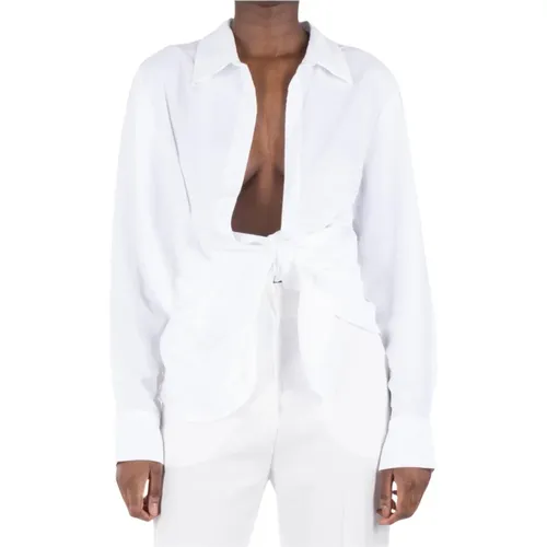 Weiße Asymmetrische Bluse mit Knotendetail , Damen, Größe: S - Jacquemus - Modalova