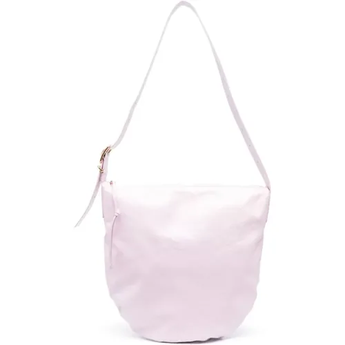 Lilac Crinkled Leather Shoulder Bag , female, Sizes: ONE SIZE - Jil Sander - Modalova