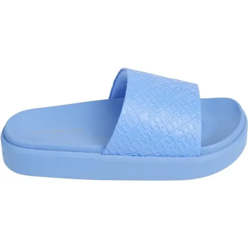 Blaue Pool Slide Flip Flops , Damen, Größe: 39 EU - Tommy Hilfiger - Modalova