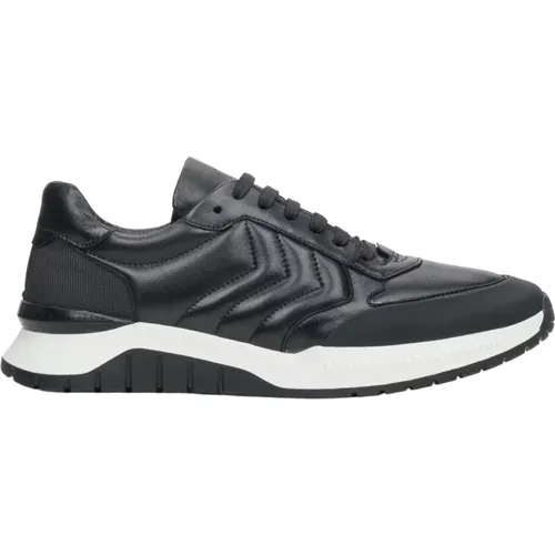 Herren Schwarze Low-Top Sneakers aus echtem Leder Er00111913 - Estro - Modalova