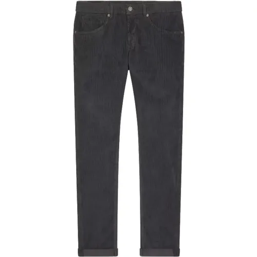 Dark Grey Velvet Brighton Jeans , male, Sizes: W36 - Dondup - Modalova