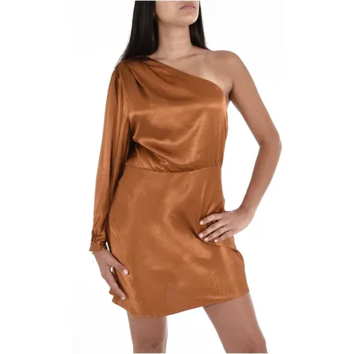 Satin Off-Shoulder Kleid - Braun , Damen, Größe: S - See u soon - Modalova