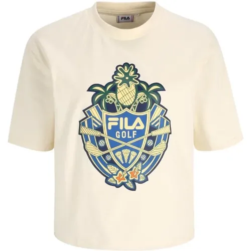 Baumwoll Logo T-Shirt Rundhalsausschnitt , Damen, Größe: L - Fila - Modalova