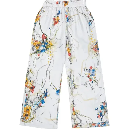 Beautiful Floral Silk Trousers , female, Sizes: M - Munthe - Modalova