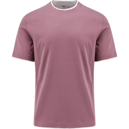 Baumwoll-Crew-Neck T-Shirt mit kurzen Ärmeln - BRUNELLO CUCINELLI - Modalova