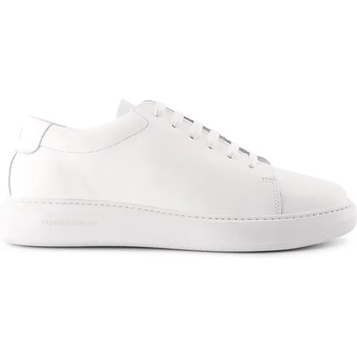 Handgefertigte Weiße Monochrome Sneakers , Herren, Größe: 42 1/2 EU - National Standard - Modalova