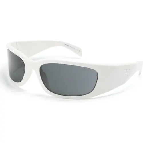 Weiße Sonnenbrille Stilvolles Modell , Herren, Größe: 60 MM - Prada - Modalova
