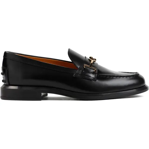 Schwarze Lederloafers mit T Ring , Damen, Größe: 36 EU - TOD'S - Modalova