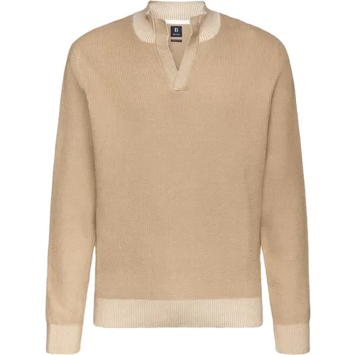 Baumwoll-Pullover mit offenem Ausschnitt,Knitwear - Boggi Milano - Modalova