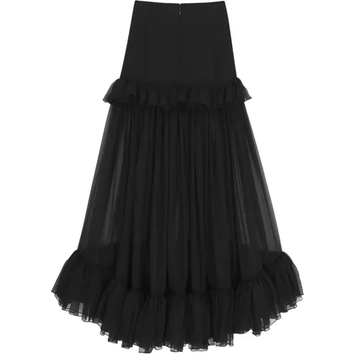 Flared Silk Midi Skirt , female, Sizes: M - Saint Laurent - Modalova