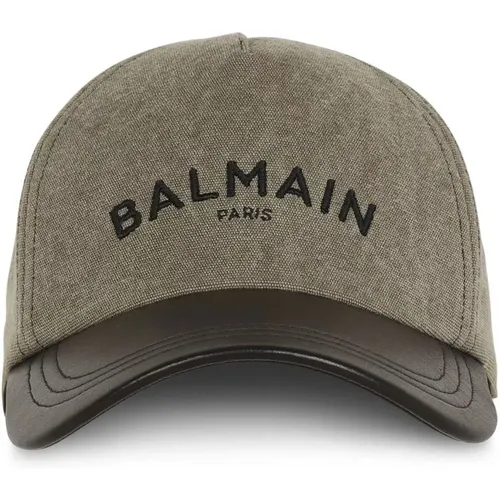 Grüner Logo Hut mit Riemenverschluss - Balmain - Modalova