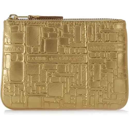 Bedruckte goldene Lederbrieftasche , unisex, Größe: ONE Size - Comme des Garçons - Modalova