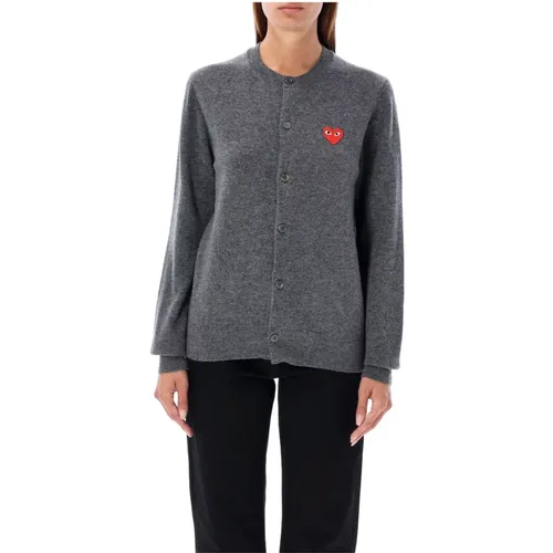 Grey Knitwear Red Heart Patch Cardigan , female, Sizes: L, M, S - Comme des Garçons - Modalova