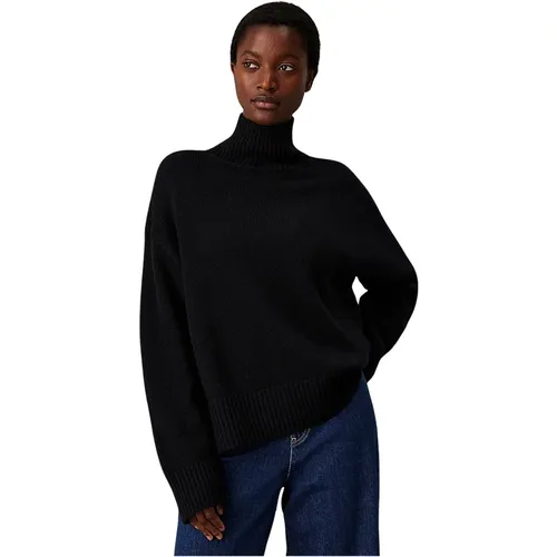 Hochgeschlossener Kaschmir-Mix Pullover , Damen, Größe: M - Calvin Klein - Modalova