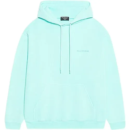 Straight Cut Hoodie with Embroidered Logo , male, Sizes: 2XS - Balenciaga - Modalova