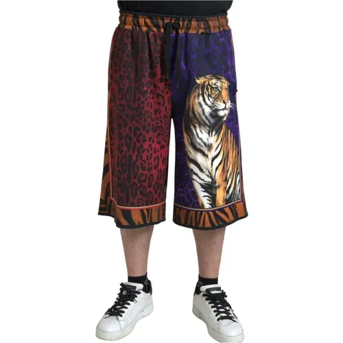 Bunte Tigerprint Shorts , Herren, Größe: S - Dolce & Gabbana - Modalova