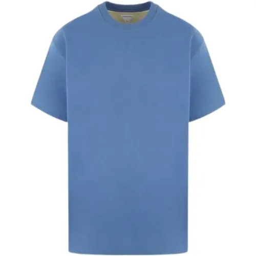 Blaues Oversize Baumwoll T-Shirt mit Rundhalsausschnitt - Bottega Veneta - Modalova