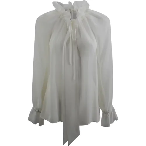 Cream Georgette Sheer Tie Neck Shirt , female, Sizes: S, M - P.a.r.o.s.h. - Modalova