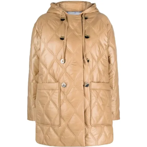 Shiny quilt hooded jacket , female, Sizes: M, L - Ganni - Modalova