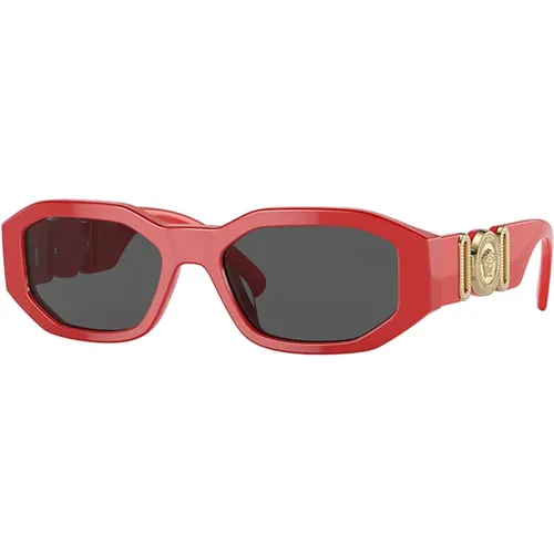 Roter Rahmen Dunkelgraue Linse Sonnenbrille,Luxuriöse Medusa Sonnenbrillenkollektion - Versace - Modalova