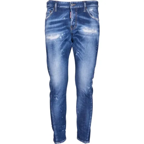 Blaue Jeans Reguläre Taille Fünf-Taschen-Modell , Herren, Größe: 2XL - Dsquared2 - Modalova