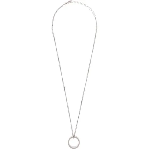 Silver Necklace with Charm and Logo , female, Sizes: ONE SIZE - MM6 Maison Margiela - Modalova