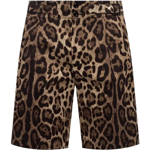 Leopardenmuster Baumwollshorts , Herren, Größe: XS - Dolce & Gabbana - Modalova