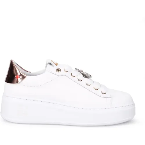 Leather Sneakers with Laminated Detail , female, Sizes: 2 UK - Gio+ - Modalova