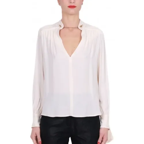 Elegant Georgette Viscose Shirt with Cufflinks , female, Sizes: S, M - Elisabetta Franchi - Modalova