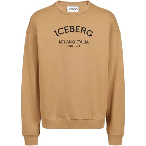 Logo Rundhals-Sweatshirt aus Eco-Baumwolle Klassiker , Herren, Größe: L - Iceberg - Modalova