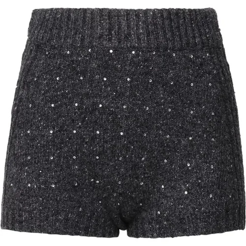 Pailletten High Waist Shorts Schwarz Grau , Damen, Größe: S - pinko - Modalova