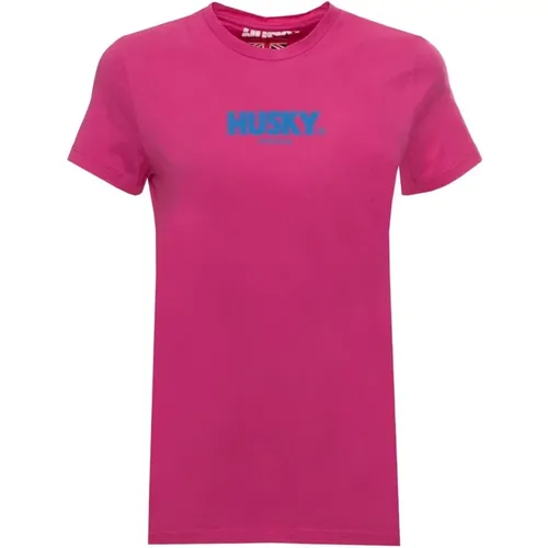 Damen Logo Baumwoll T-Shirt Kurzarm , Damen, Größe: 3XL - Husky Original - Modalova
