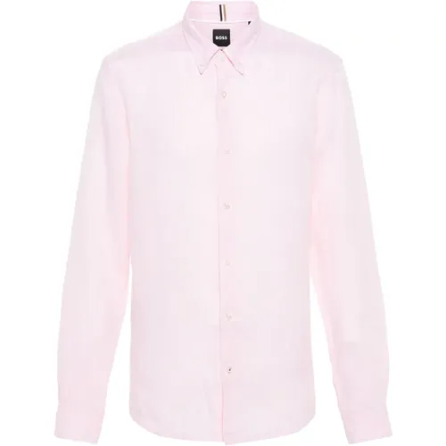 Liam linen shirt , male, Sizes: L - Hugo Boss - Modalova