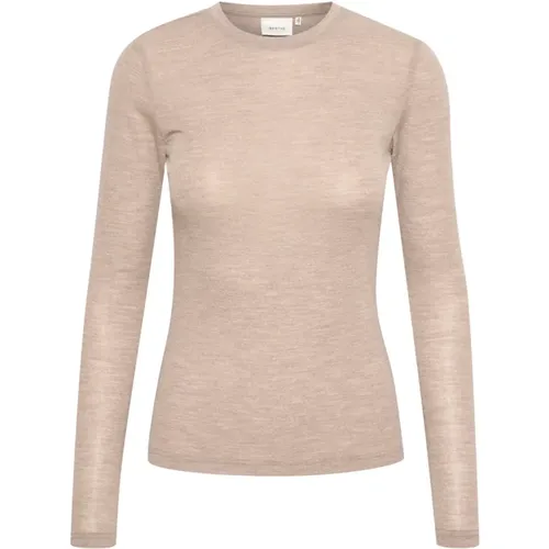 Ninia GZ LS Wool Roundneck Noos Sand Melange , female, Sizes: XS, M, S, XL, L, 2XS - Gestuz - Modalova