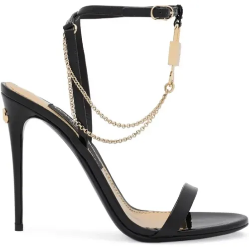 Glamorous Leather Chain-Link Sandals , female, Sizes: 4 1/2 UK, 7 UK, 4 UK, 6 UK, 6 1/2 UK, 7 1/2 UK - Dolce & Gabbana - Modalova