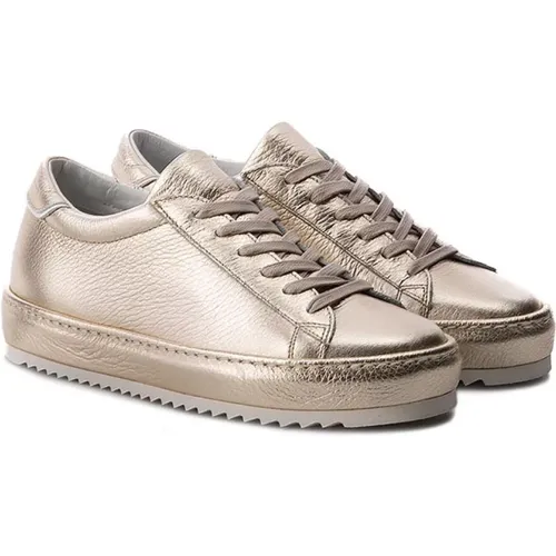 Goldene Leder Low Top Sneaker , Damen, Größe: 39 EU - Philippe Model - Modalova