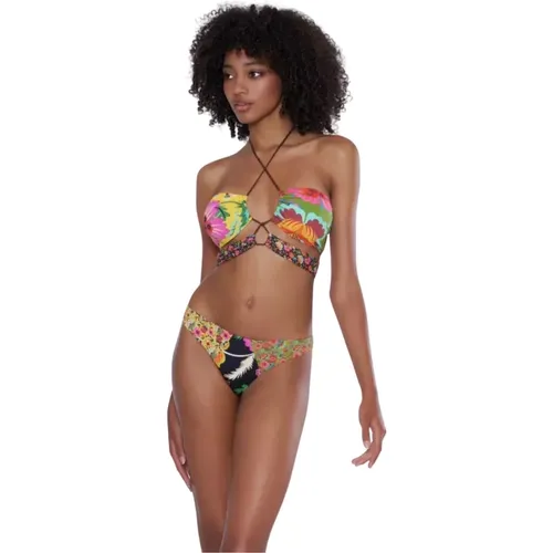 Blumiges Patchwork-Triangle-Bikini-Set , Damen, Größe: M - Miss Bikini - Modalova