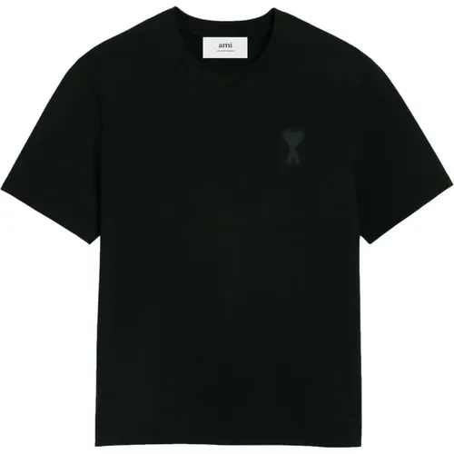 Heart Print T-Shirt , male, Sizes: XL, L, M, 2XL, S - Ami Paris - Modalova
