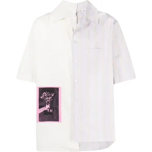 Cream Patchwork Cotton Shirt , male, Sizes: L - Lanvin - Modalova