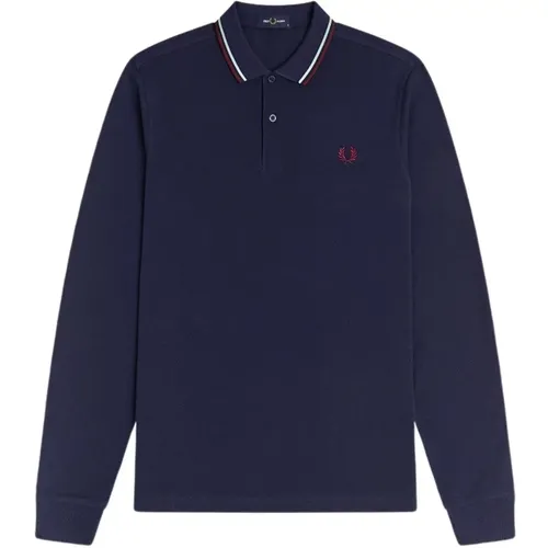 Longsleeve Polo with Two-Stripe Trim , male, Sizes: M - Fred Perry - Modalova