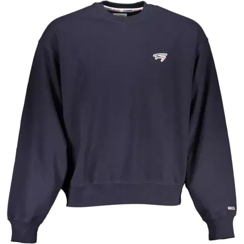 Blaue Baumwollpullover, Langarm, Logo , Herren, Größe: 2XL - Tommy Hilfiger - Modalova