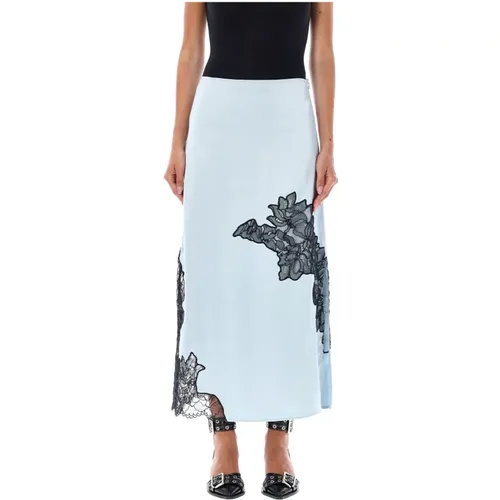 Sky Floral Lace Midi Skirt , female, Sizes: S, M - Ganni - Modalova