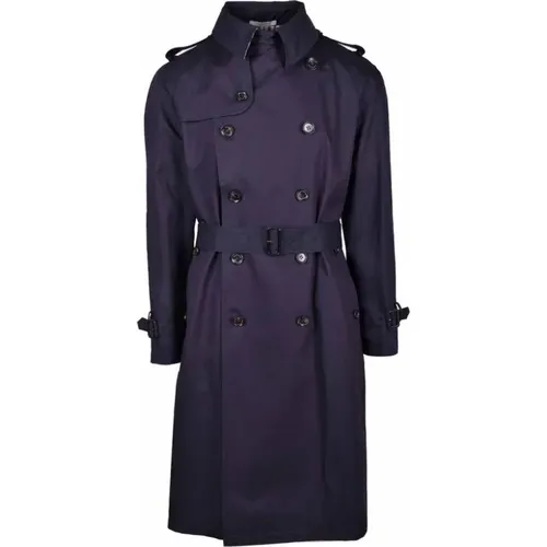 Blauer Baumwoll-Doppelreiher-Trenchcoat - Aquascutum - Modalova