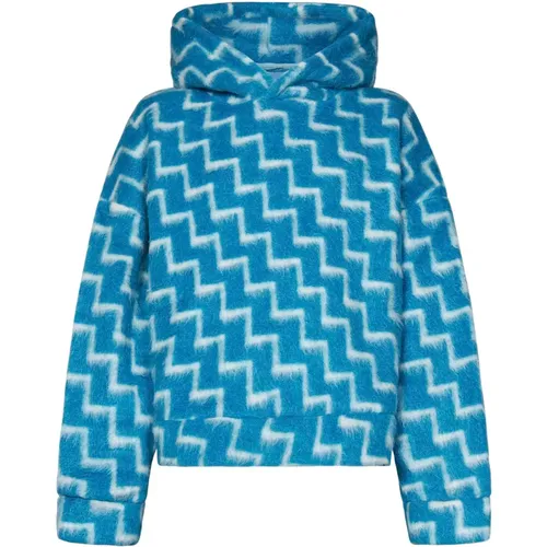 Blaue Zigzag Wolle Kaschmir Hoodie - Bonsai - Modalova