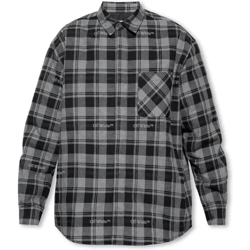 Checked shirt , male, Sizes: L - Off White - Modalova