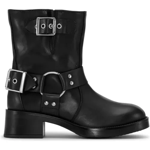 Schwarze BikerBoots mit Harness-Details , Damen, Größe: 41 EU - JoDis - Modalova