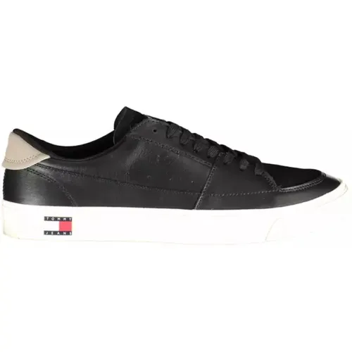 Schwarzer Polyester Sneaker mit Kontrastdetails , Herren, Größe: 43 EU - Tommy Hilfiger - Modalova