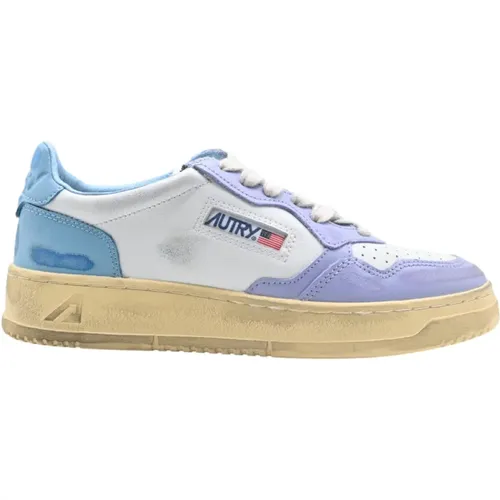 Vintage Low Top Sneakers Weiß/Lavendel/Azur , Damen, Größe: 37 EU - Autry - Modalova